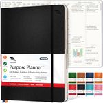 Roterunner Softcover Purpose Planner Notebook B5 7.5 x 9.8 Undated Daily Planner 2024-2025 Daily Weekly and Monthly Productivity Planner Life Planner ADHD Planner for Adults Self Care Journal