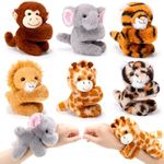 Gemscream 6 Pack Stuffed Animal Slap Bracelets Plush Animal Snap Bracelets Cute Wrist Slap Band Toy Wrist Animals Wrist Pets Slap Bracelet Wrist Toy for Kids Boys Girls Birthday Gifts Party Favors