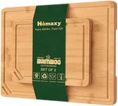 Homaxy Organic Bamboo Cutting Boards Set for Kitchen Set of 2, Wooden Cutting Board Set with Juice Groove and Handles, Charcuterie Serving Tray Wood Chopping Board Set for Meat Fruits & Vegetables