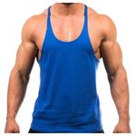 Crown Designs Plain Colour Bodybuilding Weight-Training Sports Stringer Vest Top with Y Back Racerback Fit for Men & Teens - Royal/Medium