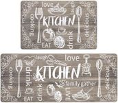 HEBE Kitchen Rugs Set of 2, Cushioned Anti Fatigue Kitchen Mats for Floor, Non Slip Waterproof Comfort Standing Desk Mat Carpet for Sink, Stove, Laundry Room