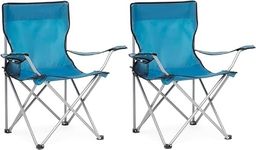 Luteti Outdoor Folding Camping Chair, Lightweight Portable Foldable Seat with Carry Bag and Cup Holder - Lightweight and Portable Steel Frame, Fishing, Festival, Beach (2 Pcs)