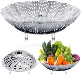 Kasanni Vaporera Cocinar Vapor 27 Cm Acero Inoxidable Con Pies Antideslizantes Ajustable Plegable Vaporera Cocinar Vapor Apto Para Todo Tipo De Cocina