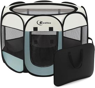 Dog Playpen, Puppy Pet Playpen, Large Dogs Tent Crates Cage Indoor/Outdoor, Portable Pop Up Dog Kennel Playpen with Carrying Case for Dogs/Cats/Rabbits, Removable Zipper Top, Grey