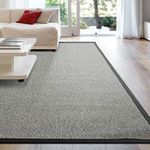 iCustomRug Zara Synthetic Sisal Collection Area Rug and Custom Size Runners, Softer Than Natural Sisal Rug, Stain Resistant & Easy to Clean Beautiful Border Rug in Grey 8' x 10'