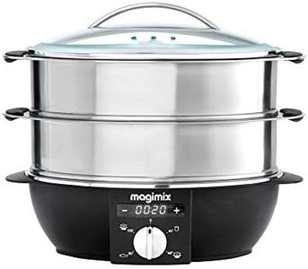 Magimix 11579 Cuiseur Vapeur avec 2 paniers Rotatif, chromé, Verre, Acier Inoxydable 12,2 l, 1,2 l 1900 W
