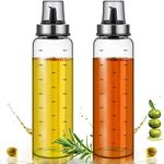 Baskety Glass Oil and Vinegar Cruet,Borosilicate Glass Liquid Metallic Lid Oil Bottle Jar Dispenser 500 ml 24cm(New Pack of 2)