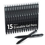 Erasable Gel Pens, 15 Pack Black Retractable Erasable Pens Clicker, Fine Point, Make Mistakes Disappear, Black Inks for Writing Planner and Crossword Puzzles