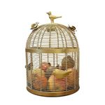 PRIME KRAFTS Bird Design Fruit and Vegetables Basket with Lid | Decorative Bulbul Fruit Holder - Gold