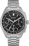 Bulova Men's Designer Chronograph Watch Stainless Steel Bracelet - Black Dial Lunar Pilot Wrist Watch 96B258