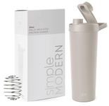 Simple Modern Stainless Steel Shaker Bottle with Ball 24oz | Metal Insulated Cup for Protein Mixes, Shakes and Pre Workout | Rally Collection | Almond Birch