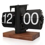 Yusat Retro Flip Clock - Flip Clock Vintage Desk Clock Digital Automatic Turning, Battery Operated Mechanical Desk Clock, Black - Ideal for Home, Office, Room Decor（Battery not included