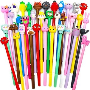 Muiyaneq 30Pcs Cute Cartoon Gel Black Ink Pens,Random Kawaii Writing Pens,Assorted Styles Pens for School Office Home Student Kids Present