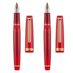 erofa 2 PCS Jinhao 82 Resin Fountain Pen Iridium Extra Fine & Fine Nib with Converter, Transparent Red with Golden Clip Writing Pen Set