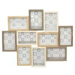 Large 10 Aperture Multi Tonal Photo Frame 6x4 | Wall Mounted Wooden Effect 4x6 Picture Frame | Photo Collage Display Family Frames