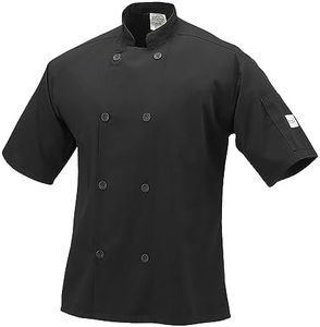 Mercer Culinary M60013BK1X Millennia Men's Short Sleeve Cook Jacket with Traditional Buttons, X-Large, Black