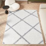 homeart Area Rug - Super Soft Geometric Shaggy Rugs For The Living Rooms, Bedrooms And Kitchen - Modern, Easy To Clean Carpet(Diamond White - 80x150 cm)