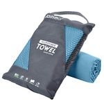 Rainleaf Microfiber Towel Perfect Travel & Sports Towel.Fast Drying-Super Absorbent-Ultra Compact.Suitable for Camping,Backpacking,Gym,Beach,Swimming,Yoga,Marine Blue,16 X 32 Inches