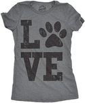 Womens Love Paw T Shirt for Dog Mom Pet Lover Cool Funny Graphic Tee Funny Womens T Shirts Love T Shirt for Women Funny Dog T Shirt Women's Dark Grey M