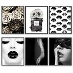 Fashion Wall Art Prints Black and White Posters Modern Bathroom Decor Premium Women Perfume Flower Backbody Prints Pictures for Home Bedroom Room Decor (8"x10" UNFRAMED)