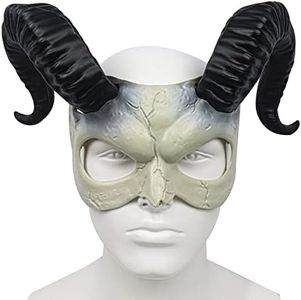stepsin Goat Ram Horns Mask Sheep Skull Mask Devil Demon Animal Bull Skull Mask Halloween Masquerade Cosplay Costume Props, Style 1