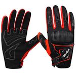 BOODUN Motorcycle Gloves for Men/Women Full Finger Cycling Gloves Breathable Motobike Glove - Red - L