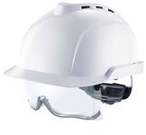 MSA V-Gard 930 Vented Safety Helmet Integrated Specs Hard Hat Ratchet White