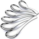 Soup Spoons, AOOSY Stainless Steel Korean Spoons, Asian Soup Spoons, 6.3 inches Heavy Duty Asian Style Thick Short Handle Stainless Steel Ramen Spoons for Soup Cereals, Set of 6