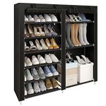 UDEAR Shoe Rack Portable Free Standing Shoe Organizer, 27 Pairs Portable Double Row,Place Shoes,Boots,Shoe Boxs,with Dustproof Cover,Black