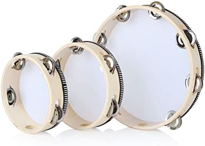 MIVIDE 3pcs Tambourin, Tambour à Main en Bois, Tambourin Instrument (6Pouces, 7Pouces et 10Pouces)