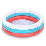 Kiddie Pool, 60" X 16" Inflatable Pool for Kids, 3 Rings Round Baby Pool with Soft Floor, Kids Swimming Pool for Outside and Indoor, Big Ball Pit Pool(Red White Blue)