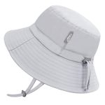 Jan & Jul Beach Toddler Bucket Hat with Sun Protection 100% Cotton (M: 6-24 Months, Grey)