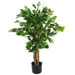 Leaf Artificial Ficus Tree/Plant, Evergreen Bushy, 90cm