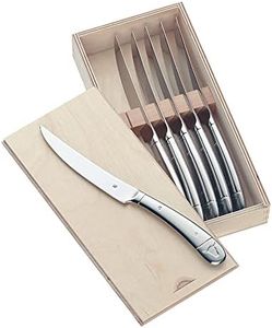 WMF Steak Knife Set 6 Pieces Pizza Knife Polished Cromargan Stainless Steel Serrated Edge Dishwasher Safe in Wooden Box