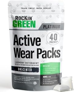 Rockin' Green Laundry Detergent Pods, Plant based, All Natural Laundry Detergent Pods, Vegan and Biodegradable Odor Fighter, Safe for Sensitive Skin (Active Wear 40 Pods - Unscented)