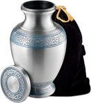 Fedmax Urns for Ashes Adult Male or Female - Funeral and Memorial Cremation Urns for Human Ashes up to 200 lbs with Velvet Bag, Silver