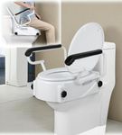 Veayva Adjustable Toilet / Commode Seat Raiser With Lift Handles - 3 Adjustable Heights Raised Toilet Seat With Padded Arms For Handicapped - Medical Handicap Bathroom Safety Chair - 300 Lbs., White