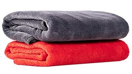 MAXOSHINE Napkins for Hand Towels-Super Soft Quick Dry Gym Sweat Towels-Microfiber Towel for Hand Face Home Sports-40 x 60 cm (Red/Grey, Set of 2)