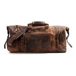 VINTAGE9 Leather Duffle Bag- Miami, Dark Mom