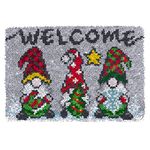 TEZKIM Latch Hook Rug Kits for Adults Kids Christmas Rug Making Kits with Printed Canvas Tapestry Kits Carpet DIY Needlework Doormat Creative Gift Home Decoration 20.5Inch X13.8Inch (Gray), Grey