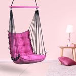 Curio Centre Cotton Swinging Hammock Hanging Swing Chair/Hammock Swing for Adults & Kids/Swing for Indoor Outdoor, Garden & Patio/Durable Portable Jhula/Swing for Home - Pink