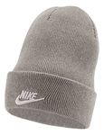 Nike Unisex Sportswear Cuffed Beanie Utility, Light Grey Heather/White, One Size