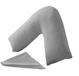 V Shaped Pillowcase Cover Only Back Neck Support Orthopedic Pregnancy Maternity Polycotton Plain Dyed, Grey