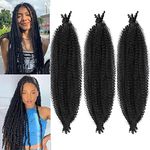 LPARMJIT Springy Afro Twist Hair 16 Inch 3 Packs Pre-Separated Kinky Marley Twist Braided Hair For Soft Butterfly Locs Pre-Fluffed Afro Twist Hair Extensions. (24inch(Pack of 3), 1b)