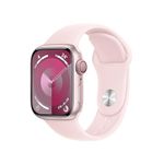 Apple Watch Series 9 [GPS + Cellular 41mm] Smartwatch with Pink Aluminum Case with Light Pink Sport Band M/L. Fitness Tracker, Blood Oxygen & ECG Apps, Always-On Retina Display, Water Resistant