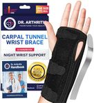 Dr. Arthritis Day & Night Support Carpal Tunnel Wrist Brace, Adjustable Hand Splint with Cushion Padding for Wrist Pain Relief, Right & Left Carpal Tunnel Wrist Brace, Fits Both Hands (1 Pack)