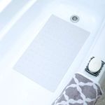 SlipX Solutions White Rubber Bath Safety Mat Provides Essential Coverage & Reliable Slip-Resistance in Tubs & Showers (14 x 22 Inch, 100 Suction Cups, Machine Washable)