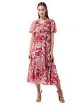 Miss Chase Women's V Neck Flared Sleeve Floral Wrap Maxi Dress (MCAW21D06-14-224-05, Multicolored-Base-Maroon, L)