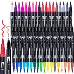 Colouring Pens Dual Tip Brush Pens, 36 Art Supplies Fineliner Pens Art Markers for Kids Adult, Watercolour Felt Tip Pens for Drawing Sketching Calligraphy Adult Colouring Books Comic Painting