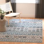 Safavieh Amsterdam Collection AMS108L Boho Chic Moroccan Distressed Area Rug, 2' 3" x 4', Blue/Ivory